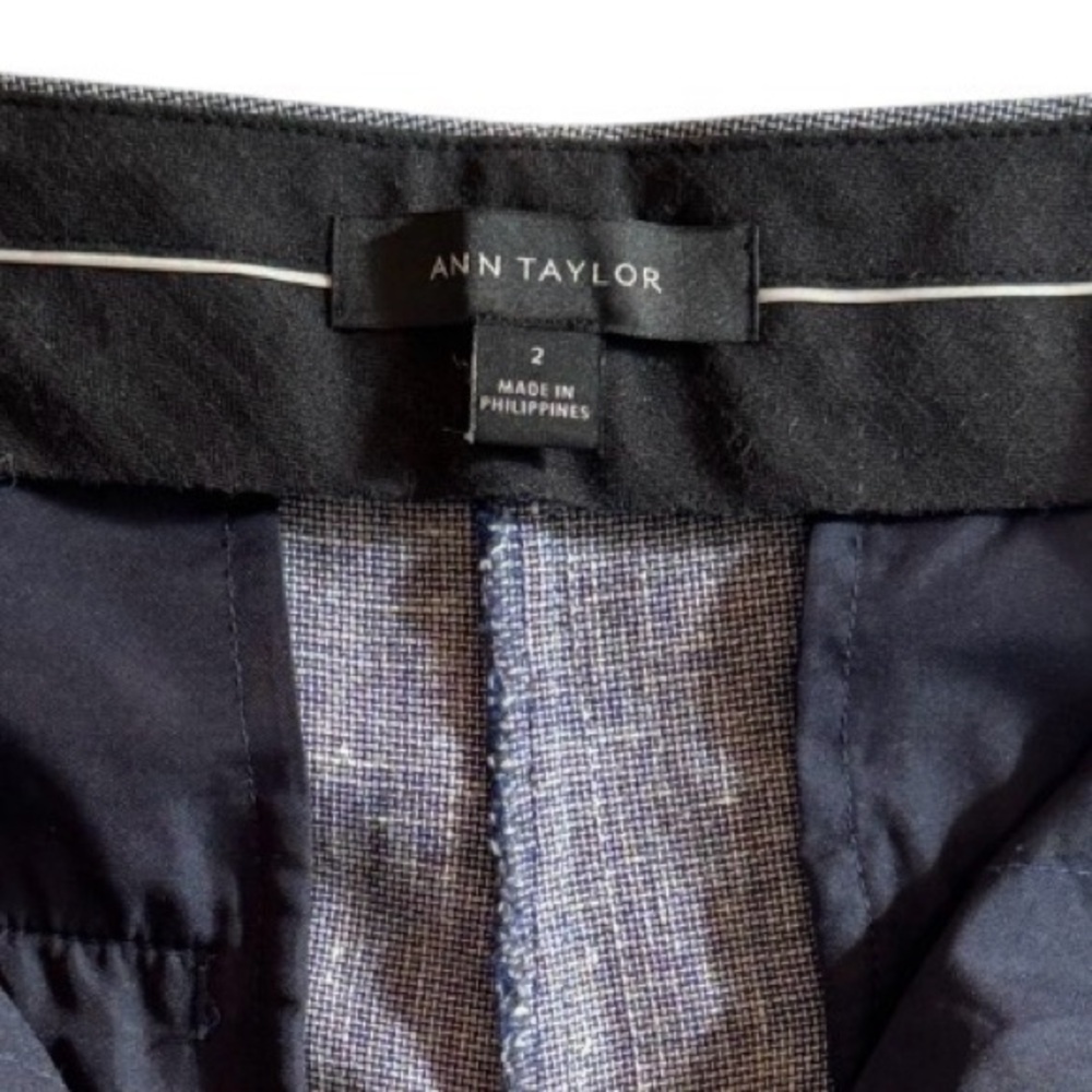 EUC ANN TAYLOR Cotton-Linen Textured Wide Leg Trousers In Blue-Gray Size 2 - Picture 4 of 9